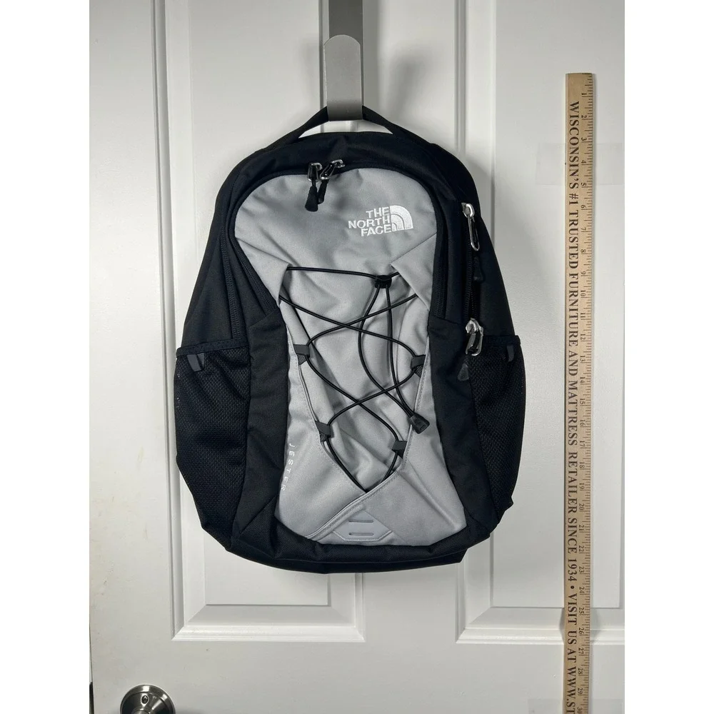 The North Face Jester Backpack Black Grey FlexVent School Hiking Travel Bag